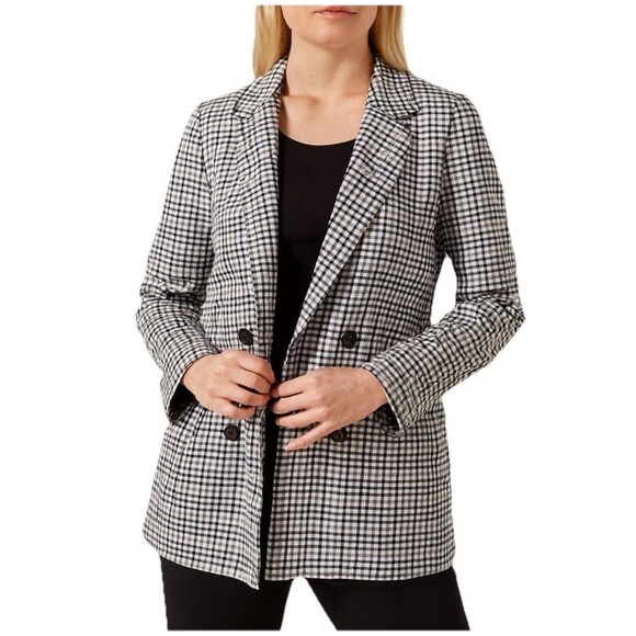 Love Tree Plaid Open Front Blazer Jacket Women’s Medium Lined Check Lined - Picture 1 of 10